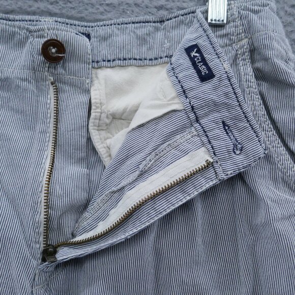 American Eagle Mens All Cotton Chino Shorts 34x9* Blue White Stripe Flat Front - Picture 5 of 16